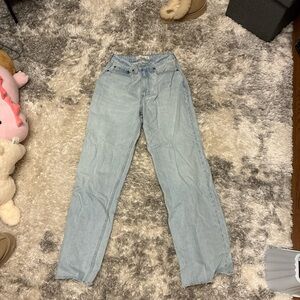 Abercrombie & Fitch Women's Light Blue Straight Leg Jeans curve love